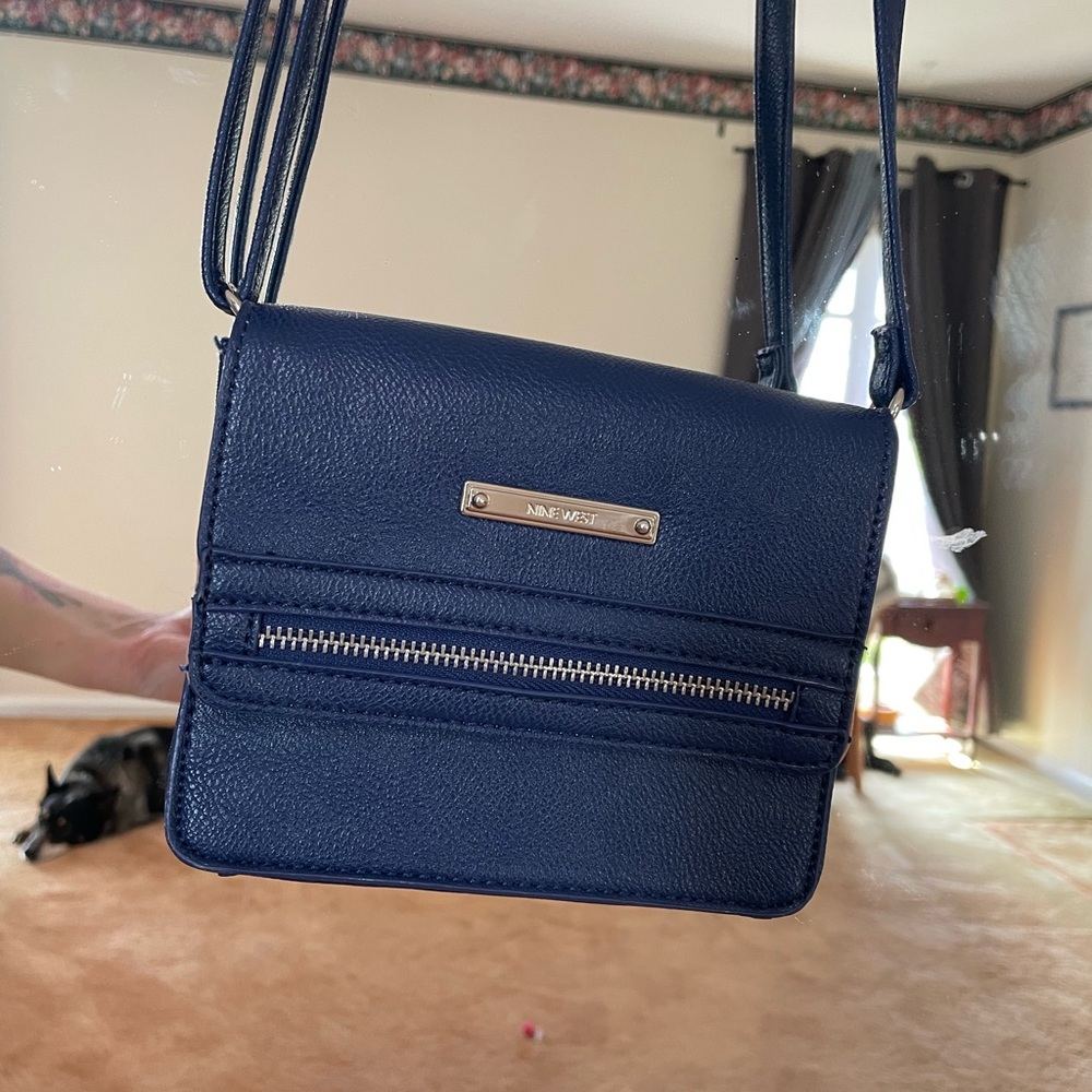 Nine West Navy Blue Crossbody with Front Zip Pocket